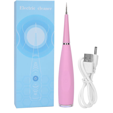 Détartreur dentaire électrique - Élimine plaque et tartre - Nettoyeur buccal rose