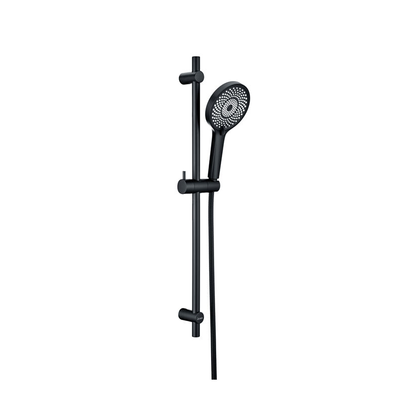 DETBOM Barre de Douche Noir 700mm Barre de Douche avec Douchette à Main Supprt de Pomme et Flexible de Douche Ensemble de Douche Réglable Système de