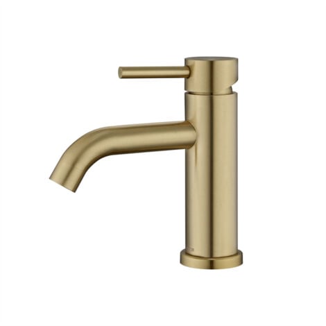 DETBOM Grifo de Baño Grifo Mezclador Monomando Dorado para Lavabo, grifo Mezclador Ajustable para Fregadero de Agua Fría y Caliente Grifo Clásico de Acero Inoxidable Dorado