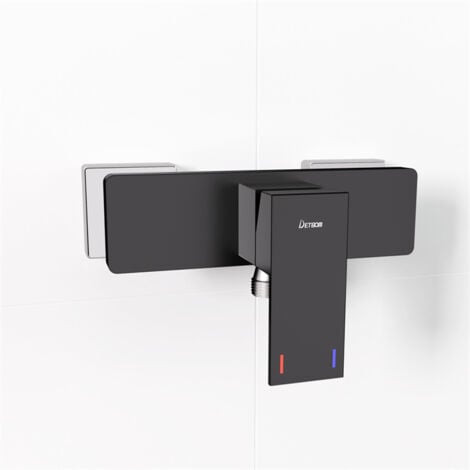 DETBOM Mischbatterien für Duschen Bad-Duscharmatur Schwarzer Brausebatterie mit Keramikkartusche Wandmontage