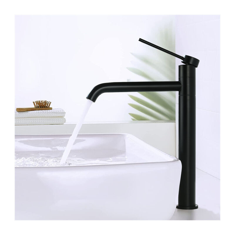 Detbom - Mitigeur de Lavabo Noir Robinet Lavabo Haut pour Vasque Robinet Salle de Bain Pivotant 360° Robinetterie Moderne en Acier Inoxydable pour