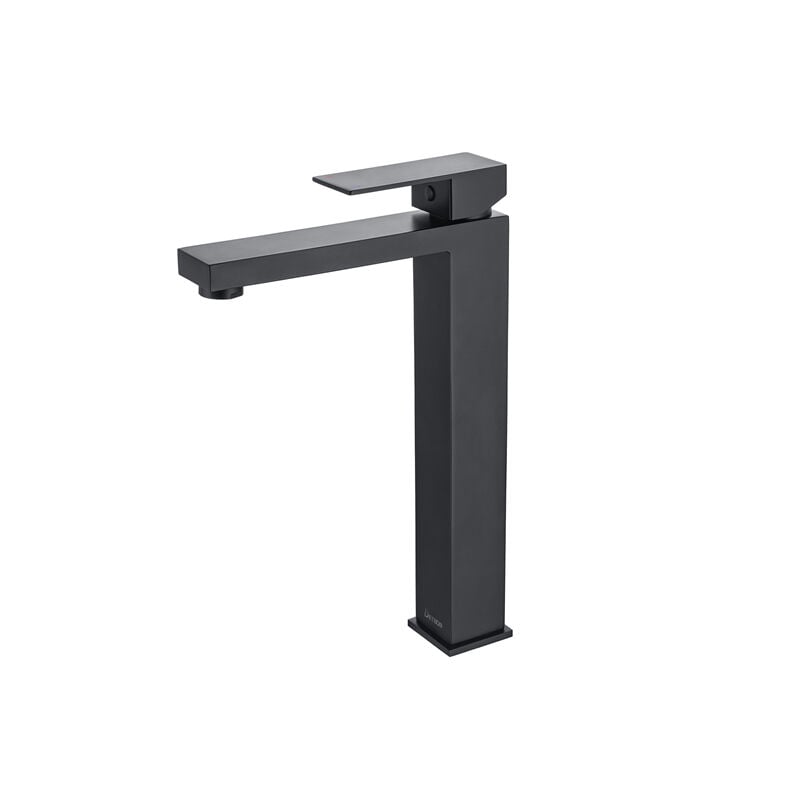 Detbom - Robinet Salle de Bain Noir Mitigeur de Lavabo Haut pour Vasque Robinet Lavabo en Acier Inox Mitigeur pour Salle de Bain Design Moderne