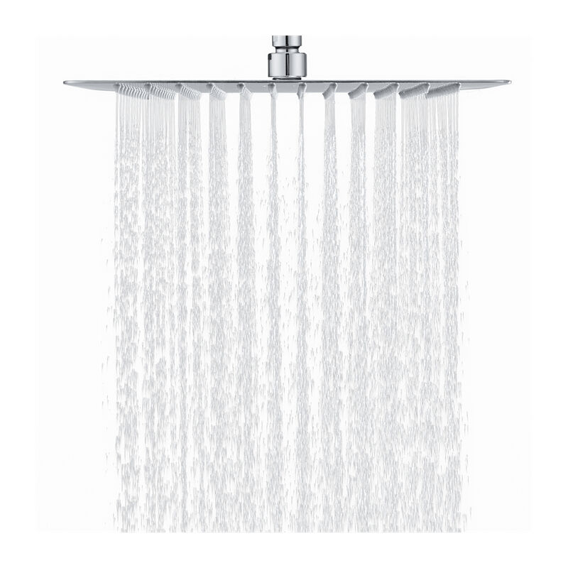 Detbom - Pommeau de Douche Carré 20x20cm Tête de Douche Ultra-Mince Douche de Tête Pluie Pomme en Acier Inox 8' Chrome