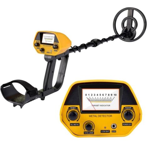 Détect de Métaux 2 Modes Haute Précision Haut Réglable(78-108 cm), avec Bobine Étanche Long Réglable, Batterie, Sac, Pelle, pour Enfants Adultes