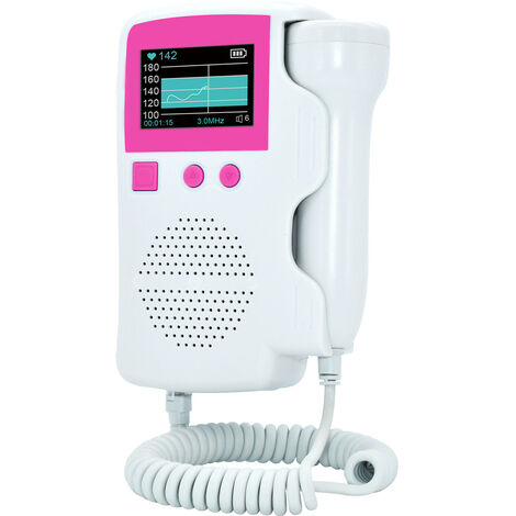 Détecteur cardiaque Doppler fœtal domestique pour bébé Moniteur de rythme cardiaque fœtal Doppler 3,0 MHz Batterie rechargeable intégrée sans rayonnement avec courbe rétroéclairée/affichage numérique