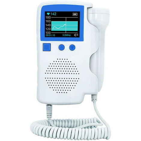 Détecteur cardiaque Doppler fœtal domestique pour bébé Moniteur de rythme cardiaque fœtal Doppler 3,0 MHz Batterie rechargeable intégrée sans rayonnement avec courbe rétroéclairée/affichage numérique