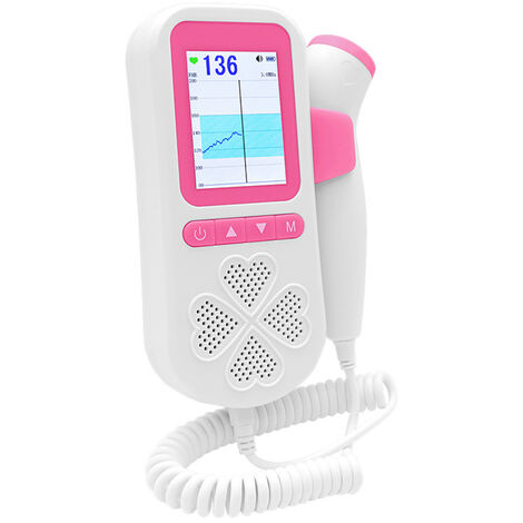 Détecteur cardiaque Doppler fœtal domestique pour bébé Moniteur de rythme cardiaque fœtal Doppler 3,0 MHz Batterie rechargeable intégrée sans rayonnement avec courbe rétroéclairée/modes d'affichage nu