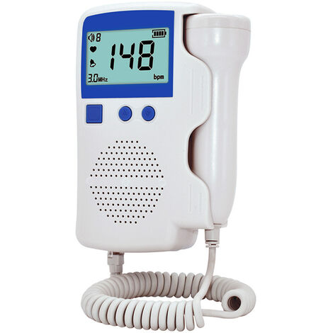 Détecteur cardiaque Doppler fœtal domestique pour bébé Moniteur de rythme cardiaque fœtal Doppler 3,0 MHz sans rayonnement avec affichage numérique LCD pour soins de grossesse, bleu