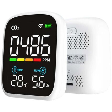 Détecteur CO2 portable écran LED, testeur dioxyde de carbone multifonction, testeur température et humidité NDIR, testeur qualité d’air domestique, contrôle via APP mobile,de