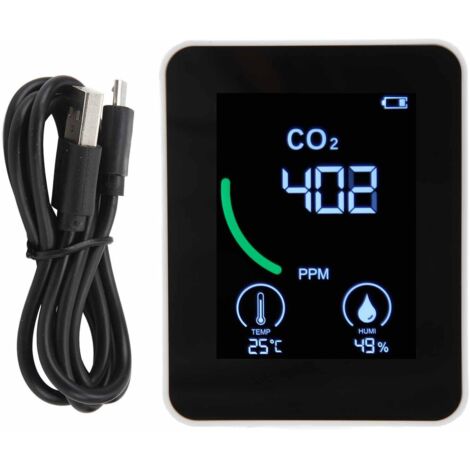 Détecteur CO2 Portable Intelligent ZN‑2CO1TB - Moniteur 3-en-1 de Qualité d'Air avec Bluetooth et Stockage de Données - Haute Précision - Blanc