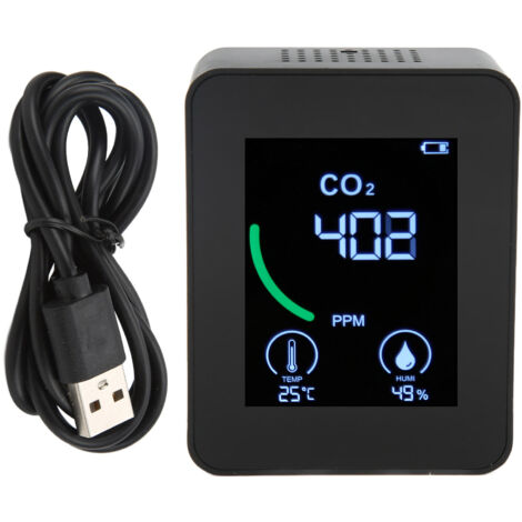 Détecteur CO2 Portable ZN‑2CO1TB - Moniteur Qualité Air 3 en 1 Bluetooth, Haute Précision, Stockage Données, Intelligent, Noir