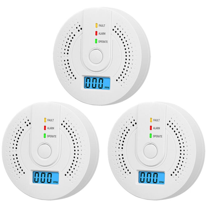 Lifcausal - Détecteur combiné de monoxyde de carbone et de fumée avec affichage numérique, détecteurs de fumée et de monoxyde de carbone à piles, lot