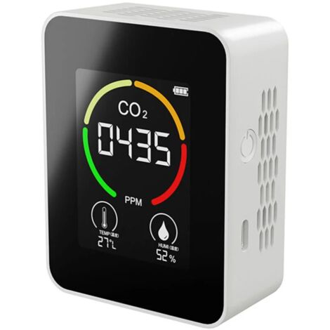 Detecteur d'air CO2 Detecteur de dioxyde de carbone Production agricole Moniteur de CO2 a effet de serre Blanc, modele: Blanc