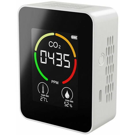 Detecteur d'air CO2 Detecteur de dioxyde de carbone Production agricole Moniteur de CO2 a effet de serre Blanc, modele: Blanc