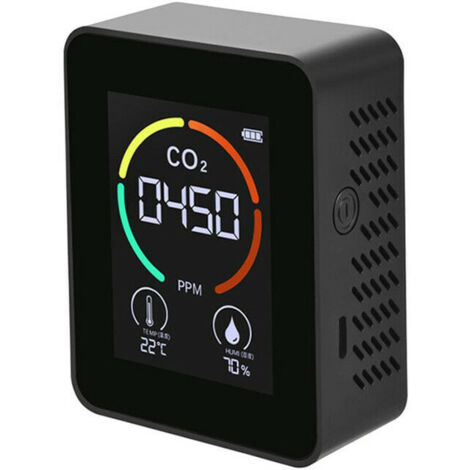 Detecteur d'air CO2 Detecteur de dioxyde de carbone Production agricole Moniteur de CO2 a effet de serre Noir, modele: Noir
