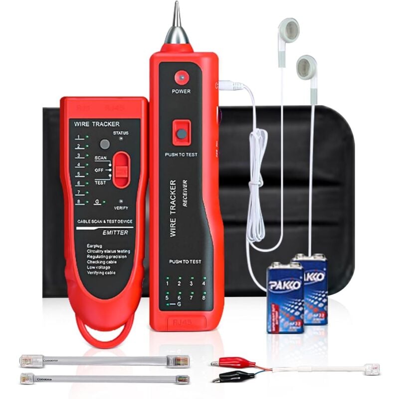Xiiw - Détecteur de câbles, testeur de câbles, localisateur de lignes téléphoniques RJ45 RJ11, suiveur de fils, détecteur de réseau lan.