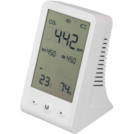 Détecteur de CO₂ et d’air intérieur haute précision avec alarme, thermomètre et hygromètre intégrés – Modèle DYK