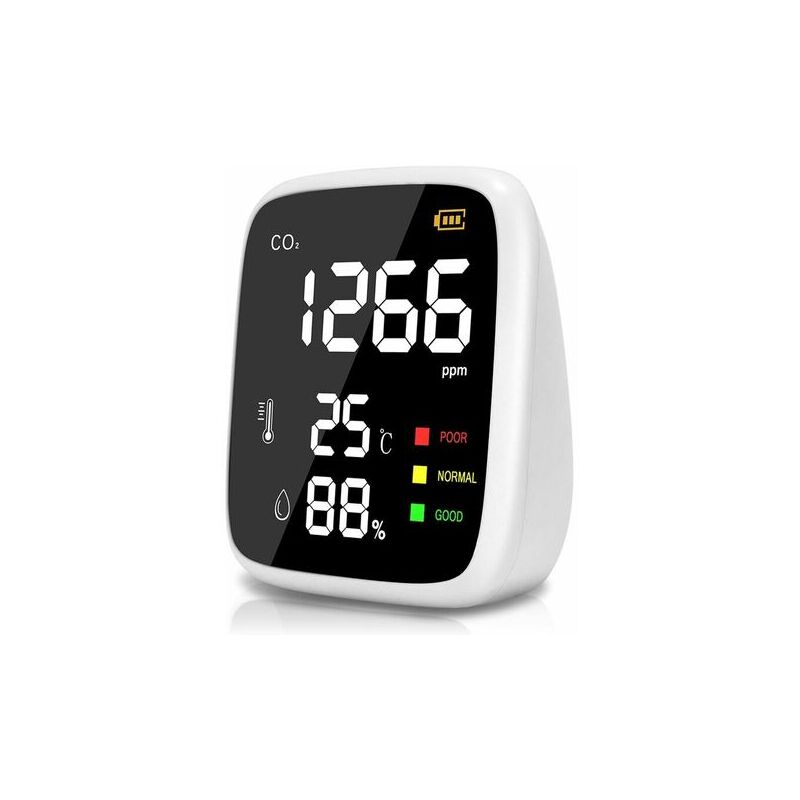 Aiperq - Détecteur de CO2, 400 à 5000 ppm Capteur CO2 Maison, 3 en 1 Compteur Detecteur CO2, Moniteur de Qualité de l'air avec Fonction
