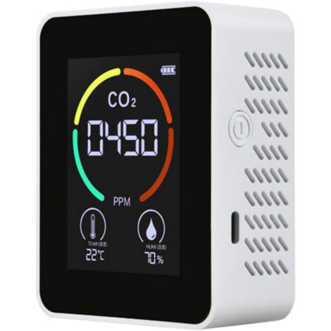 Détecteur de CO2 avec écran LCD rétroéclairé, capteurs de COVT, analyseur intelligent de la qualité de l'air intérieur avec affichage de la température et de l'humidité