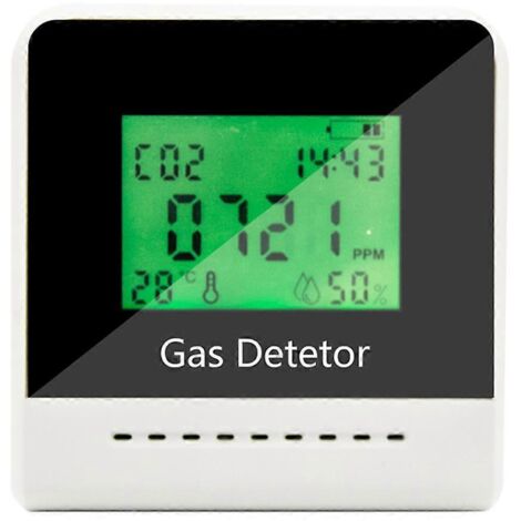 Détecteur de CO2 avec horloge, capteur de dioxyde de carbone, de température et d'humidité