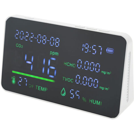 Détecteur de CO2, composants de capteur TVOC ABS et électroniques, testeur de température et d'humidité numérique, moniteur de qualité de l'air pour centre commercial, blanc,DUBUNS