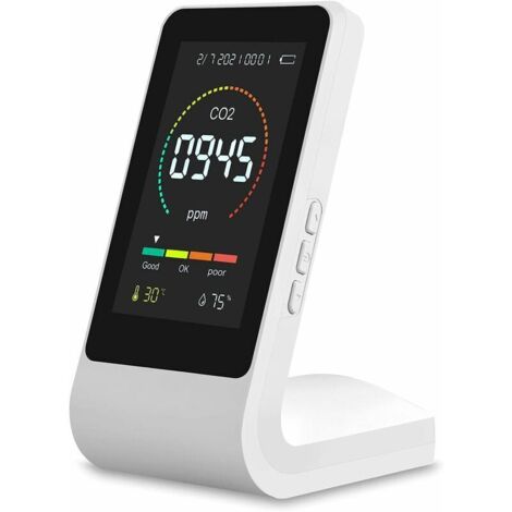 Détecteur De Co2 Dioxyde De Carbone, Détecteur De Qualité De L'air Détecteur d'air, Moniteur De Qualité De L'air, Moniteur De CO2 Domestique avec Capteur De Température Et D'humidité
