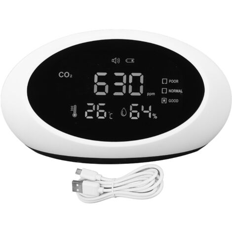Détecteur de CO2 haute précision, écran LCD HD, Rechargeable, Portable, dioxyde de carbone, qualité de l'air, thermomètre et hygromètre