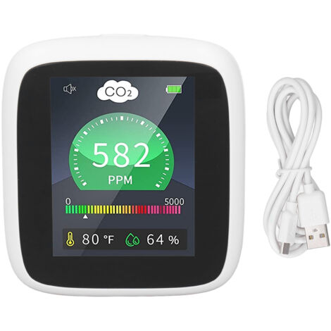 Détecteur de CO2 portable avec alarme - Moniteur de qualité d'air intérieur mesurant température et humidité pour voyage