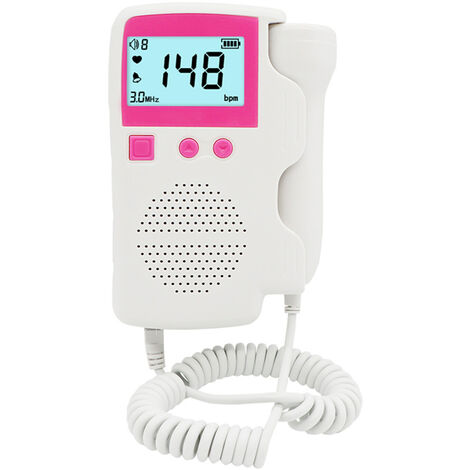 Détecteur de fréquence cardiaque Doppler fœtal domestique pour bébé Moniteur de rythme cardiaque fœtal Doppler 3,0 MHz sans rayonnement avec affichage numérique LCD pour soins de grossesse Rose