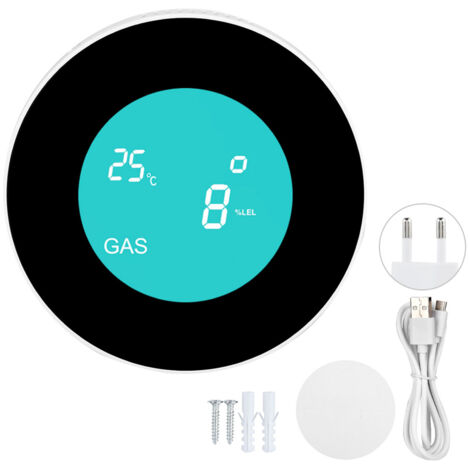 Détecteur de Fuite de Gaz Connecté WIFI avec Écran LCD - Capteur Intelligent Alarme pour Tuya, Prise EU 100-240V