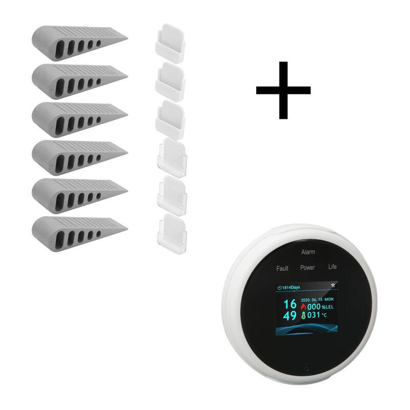 Détecteur de fuite de gaz intelligent Alarme de gaz combustible très sensible Capteur de fuite de gaz WiFi pour la maison AC100-240V Prise UE + 6