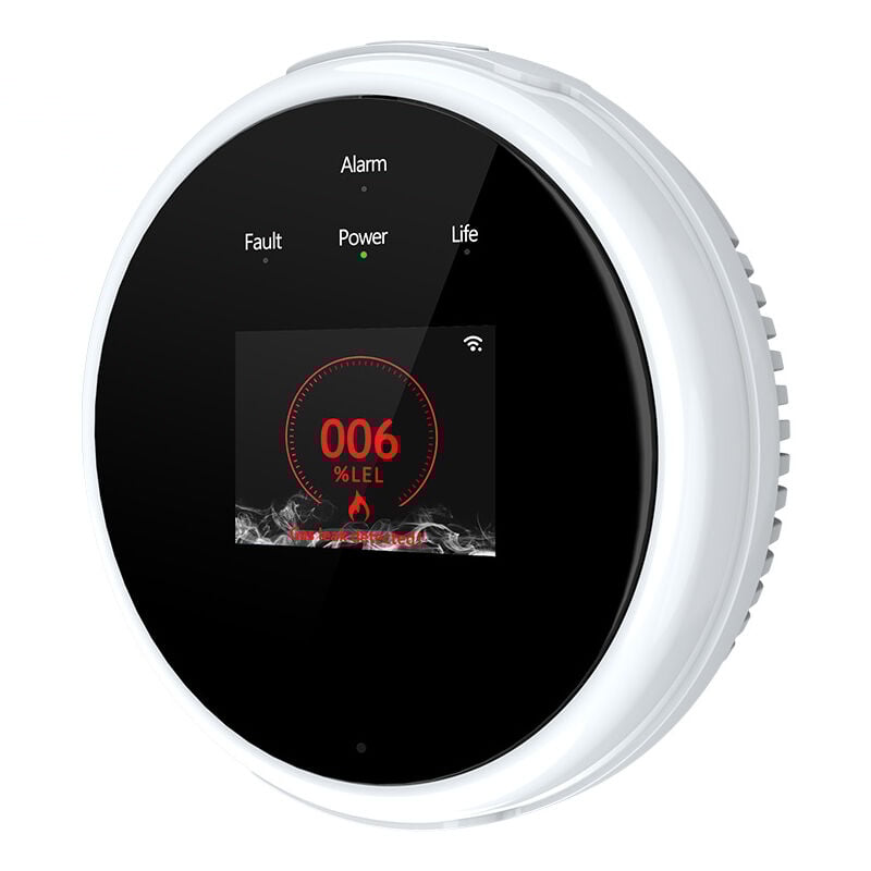 Decdeal - Détecteur de fuite de gaz WiFi alarme de gaz domestique Tuya app moniteur température réveil affichage, détecteur de gaz Propane naturel de