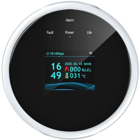 Détecteur de fuite de gaz Wifi - Alarme incendie - Écran LCD mural - APP contrôle intelligent - Wi-Fi testeur de gaz naturel/gpl - Alarme méthane - Buzzer pour bureau à domicile - Prise UE