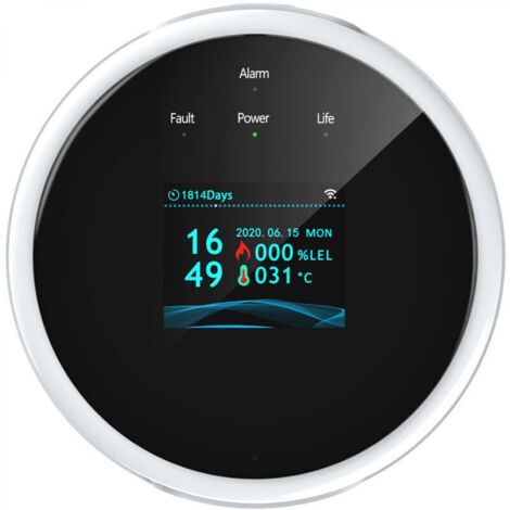 Détecteur de fuite de gaz Wifi et alarme incendie écran LCD mural APP contrôle intelligent Wi-Fi testeur de gaz naturel/gpl alarme méthane Buzzer pour bureau à domicile (prise UE)