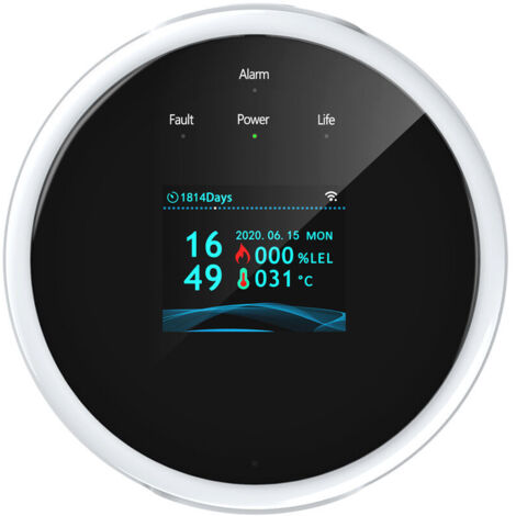 Détecteur de fuite de gaz Wifi et alarme incendie Écran LCD Smart Wi-Fi Wall App Control Testeur de gaz naturel/GPL Alarme sonore de méthane avec invite vocale sonore et lumineuse pour le bureau à dom
