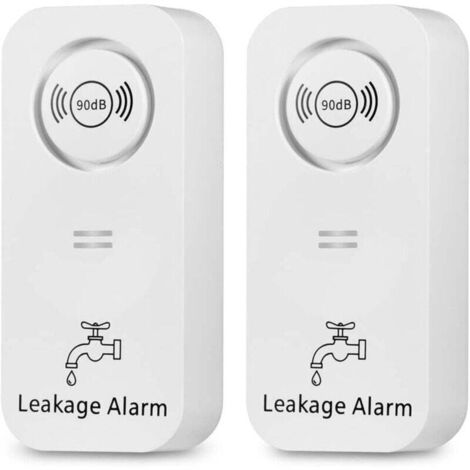 Détecteur de Fuite d'Eau Sans Fil Alarme 90dB pour Salle de Bain Cuisine Buanderie Pack de 2