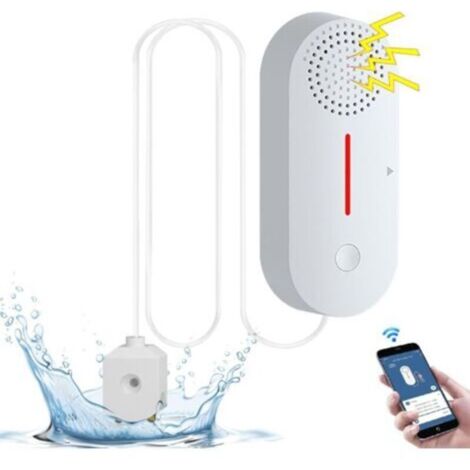Détecteur de fuite d’eau WiFi avec alarme sonore 100 dB, surveillance à distance via appli Tuya/Smart Life – capteur sans pile