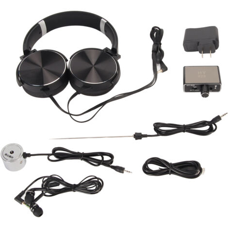 Détecteur de Fuites d'Eau Haute Sensibilité - Kit de Surveillance de Tuyauterie avec Casque Audio, Alimentation 100‑240V Prise US