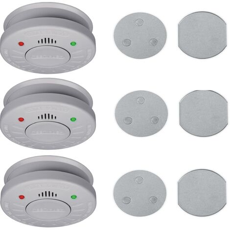 Détecteur de fumée 10 ans avec son extra fort -3 pcs + attache magnétique 3 pcs Smartwares®