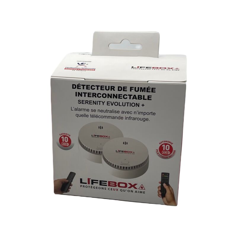 2 Détecteurs de Fumée 10 ans Interconnectables jusqu'à 24 appareils - Télécommande TV