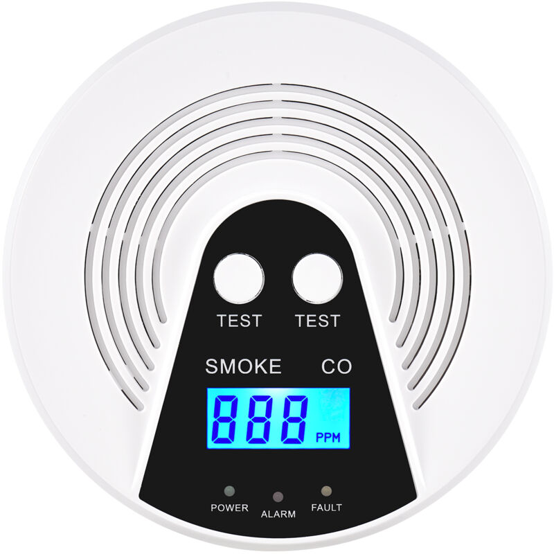 Détecteur de fumée et de monoxyde de carbone avec écran LCD Détecteur de CO Détecteur de fumée Alerte vocale Détecteur de fumée et de CO combiné