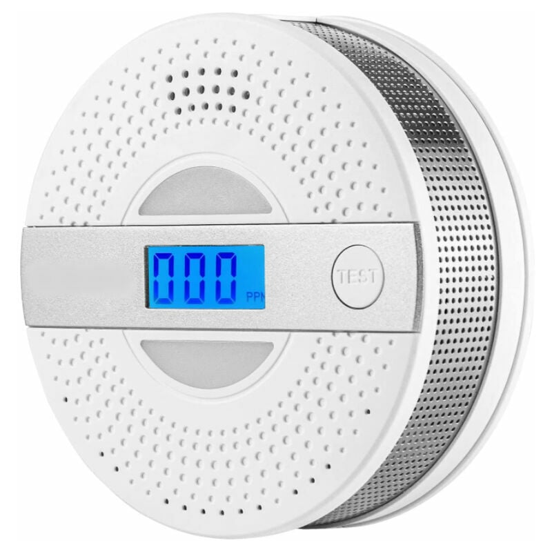 Détecteur de fumée et de monoxyde de carbone, détecteur de CO et de fumée 2 en 1, capteur amélioré alimenté par batterie avec écran LCD, surveillance