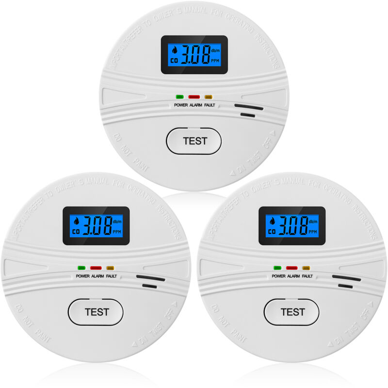 Lifcausal - Détecteur de fumée et de monoxyde de carbone 3 packs 2 en 1 détecteurs de co et de fumée alimentés par batterie avec bouton de test