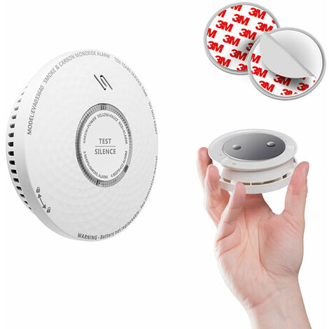 Détecteur de fumée et monoxyde de carbone 10 ans autonomie – Alarme 85 dB – Support de fixation magnétique – Zone de détection 20-40 m² – Evacuate