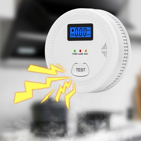 Détecteur de Fumée et Monoxyde de Carbone Électrochimique Photoelectrique avec Alarme Audible et Visuelle LCD Test Auto RFI Ant Batterie AA Low Warning 85dB Durable Design SMT Installation Murale Pack