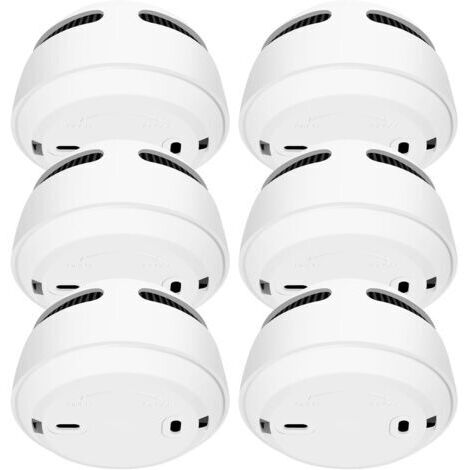 Détecteur de fumée, lot de 6 détecteurs de fumée, batterie 10 ans, alarme incendie, bouton test/silence, 85 dB, blanc