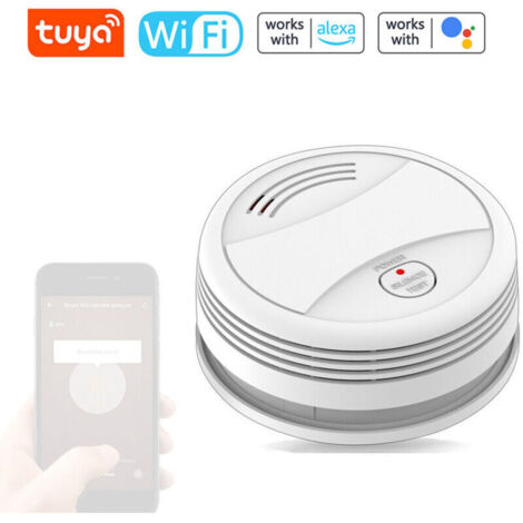 Détecteur de fumée photoélectrique indépendant Tuya WiFi, alarme incendie sonore et lumineuse, notification à distance via APP smartphone