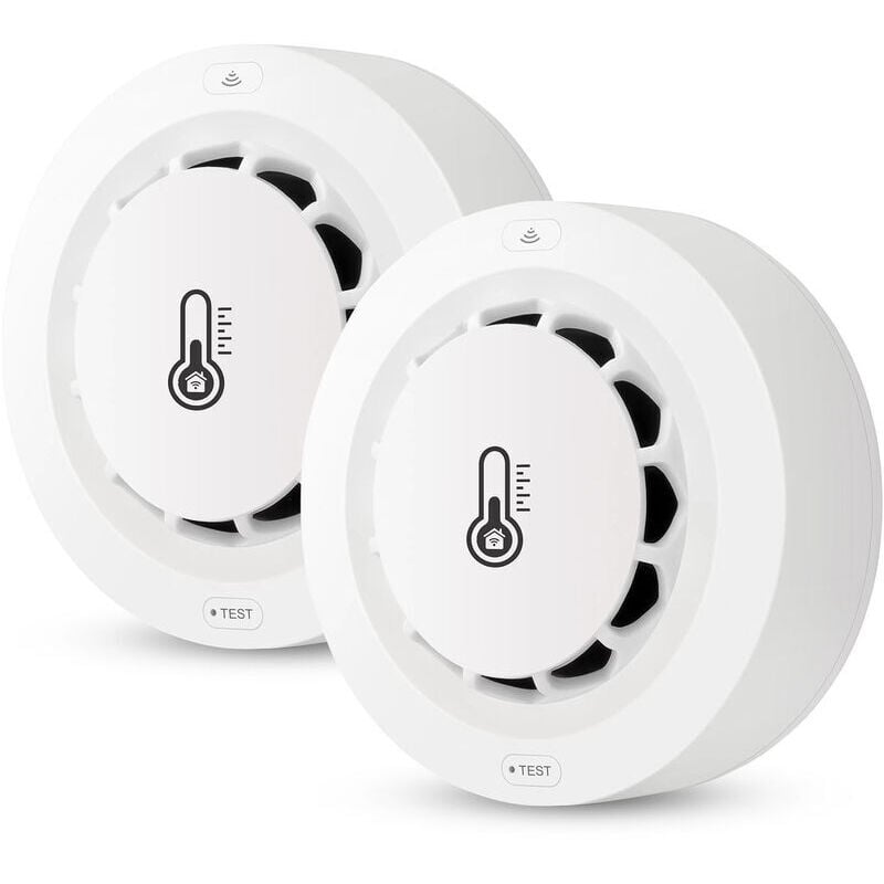 Laoa - Détecteur de fumée WiFi, 1 Pack Capteur de température et humidité, thermomètre sans fil hygromètre, Tuya/Smart App, Alarme Incendie, pour la