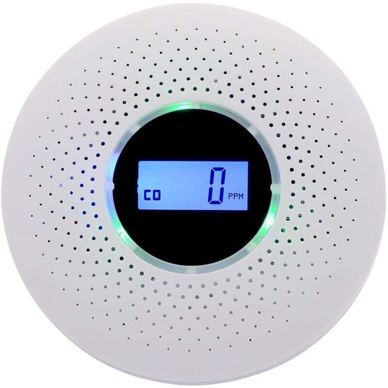 Détecteur de fumée,Détecteur combiné de fumée et de monoxyde de carbone, alarme composite avec avertissement sonore et affichage numérique alimenté