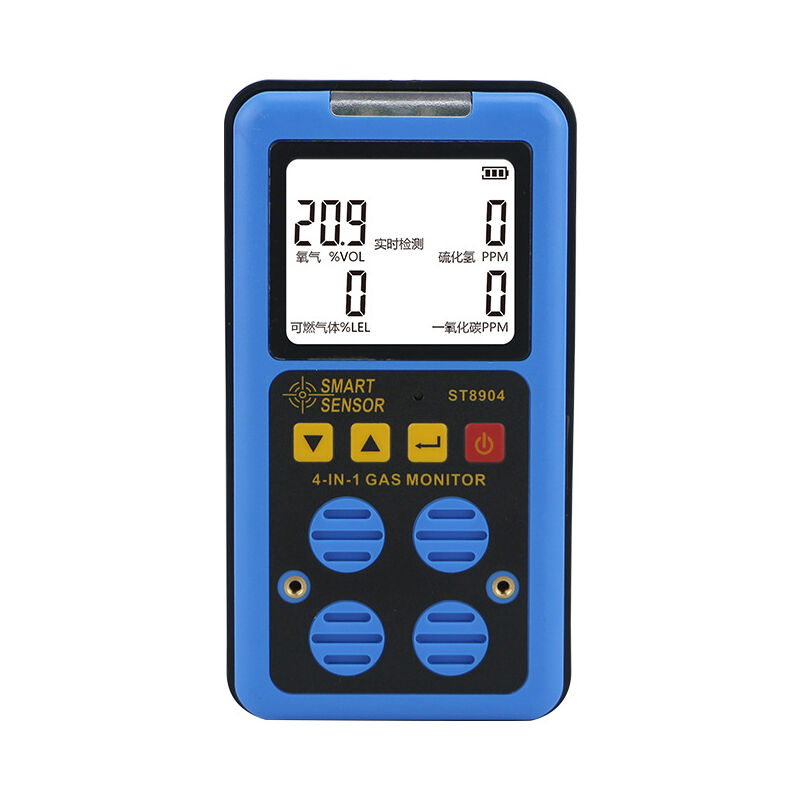 Détecteur de gaz, 4 en 1 CO H2S O2 LEL Moniteur de gaz, visuel Rechargeable, Mesure précise, Affichage rétroéclairé, renifleur de gaz avec Alarme